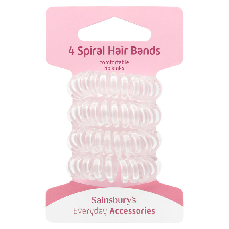 Sainsbury's spiral hair ties clear pack of 4, UK version
