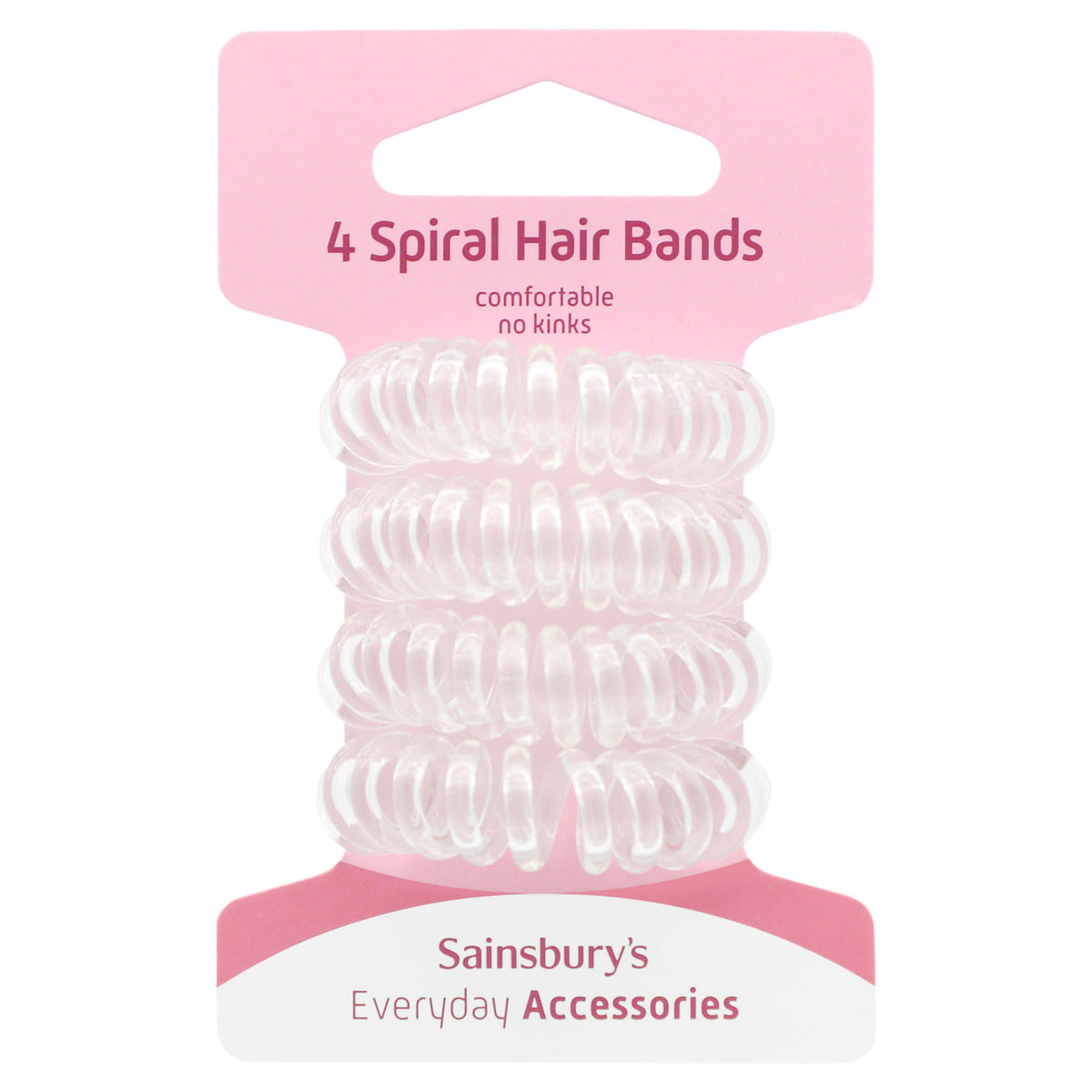 Sainsbury's spiral hair ties clear pack of 4, UK version