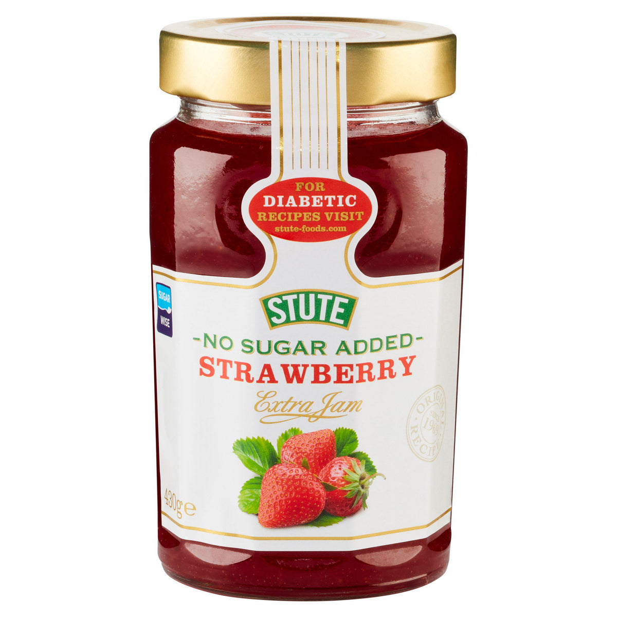 Stute no sugar strawberry extra jam 430g, UK version