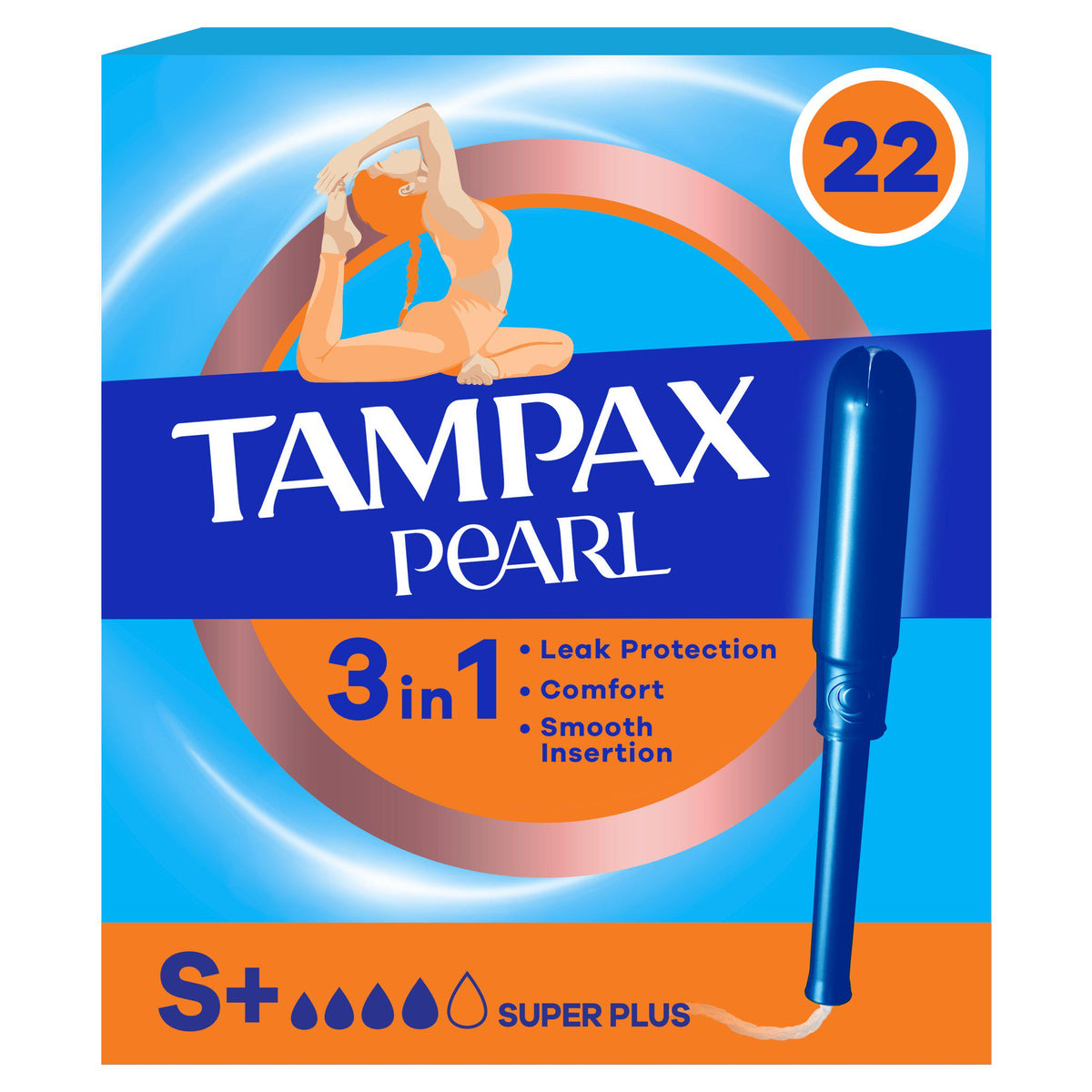 Tampax Pearl Super Plus tampons 22 count, UK version
