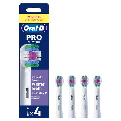 Sainsburys Oral-B 3D White Replacement Electric Toothbrush Heads x4- Buy online at McGrocer