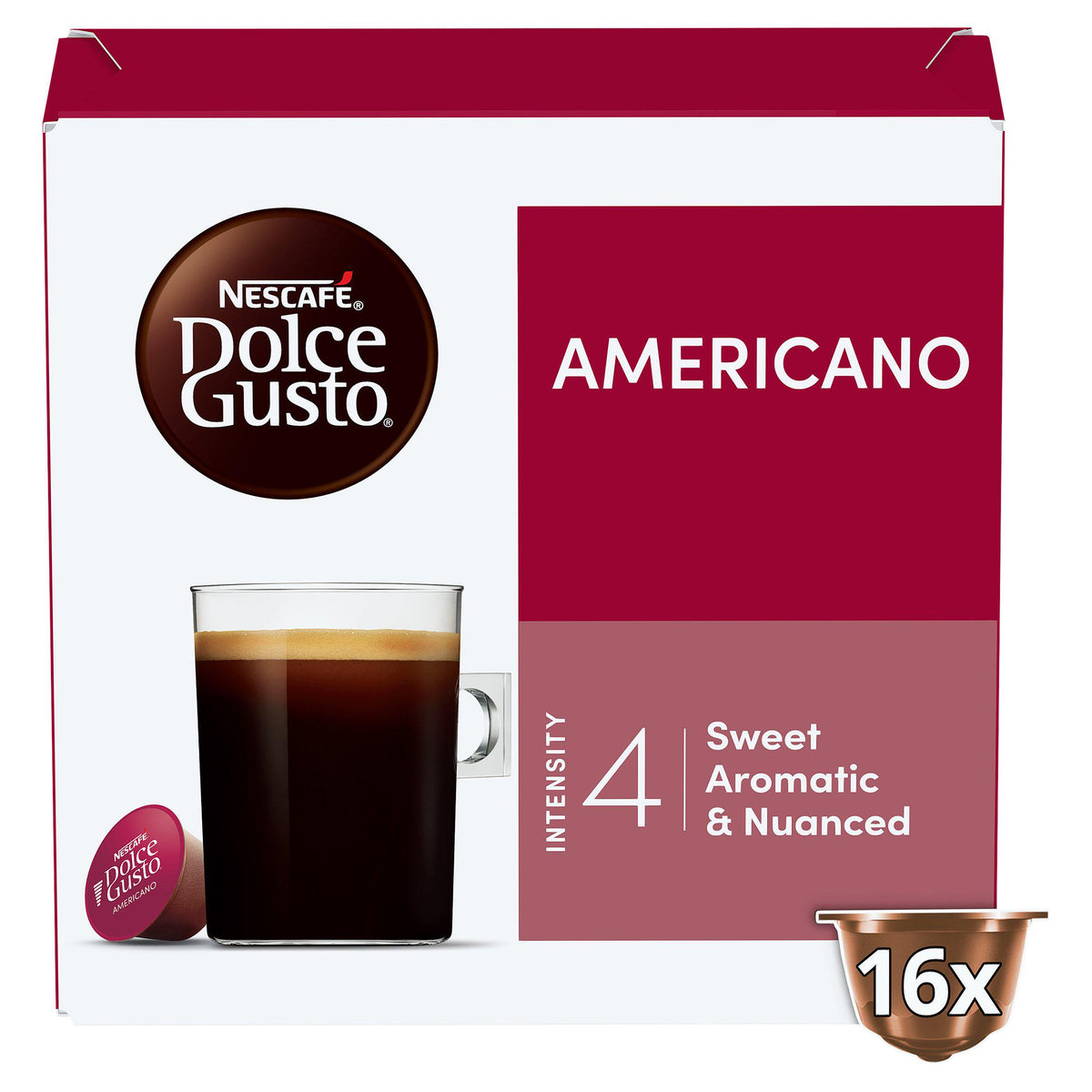 Nescafé Dolce Gusto Americano coffee pods 16 count (British brand)