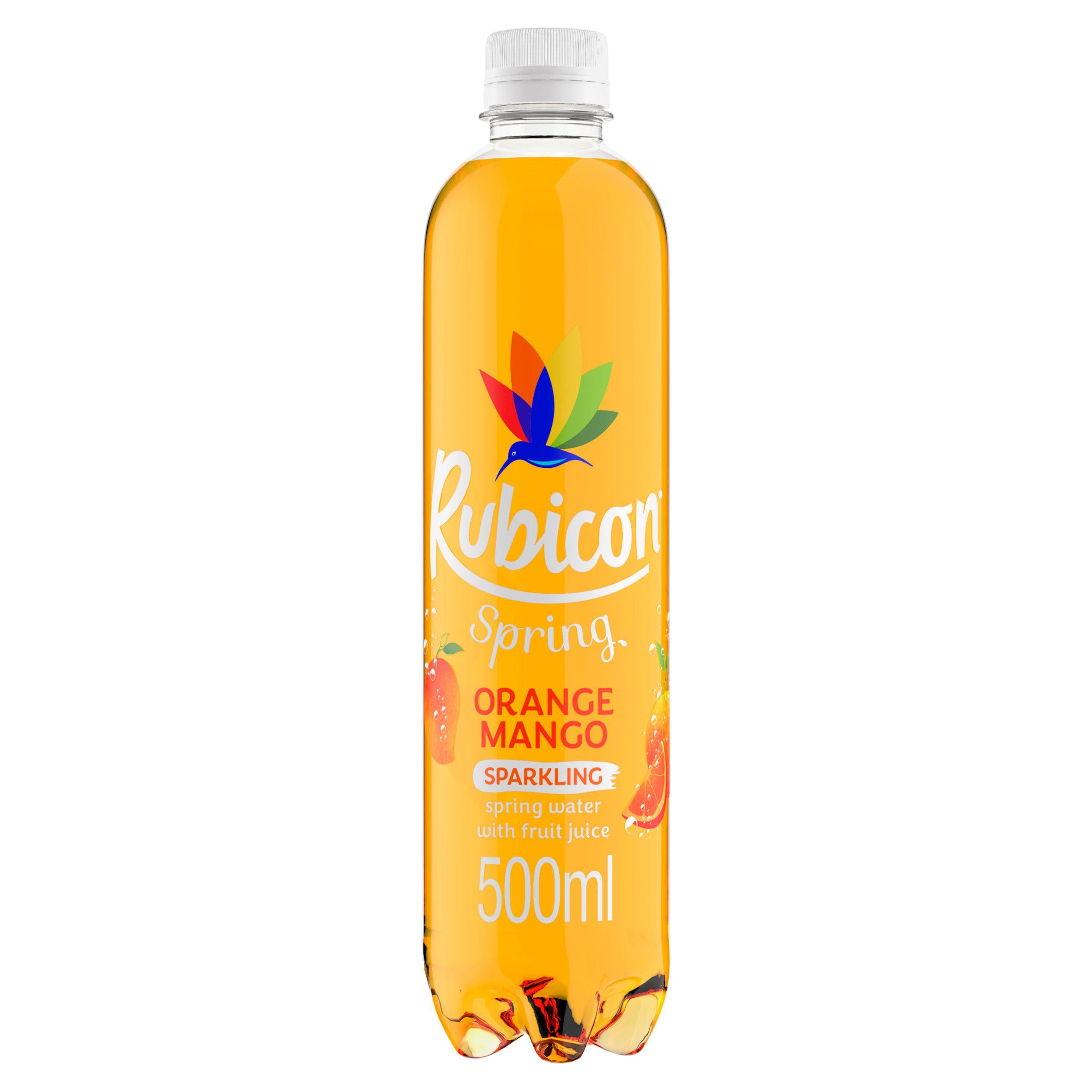 Rubicon Orange Mango Sparkling Water 500ml, imported from the UK