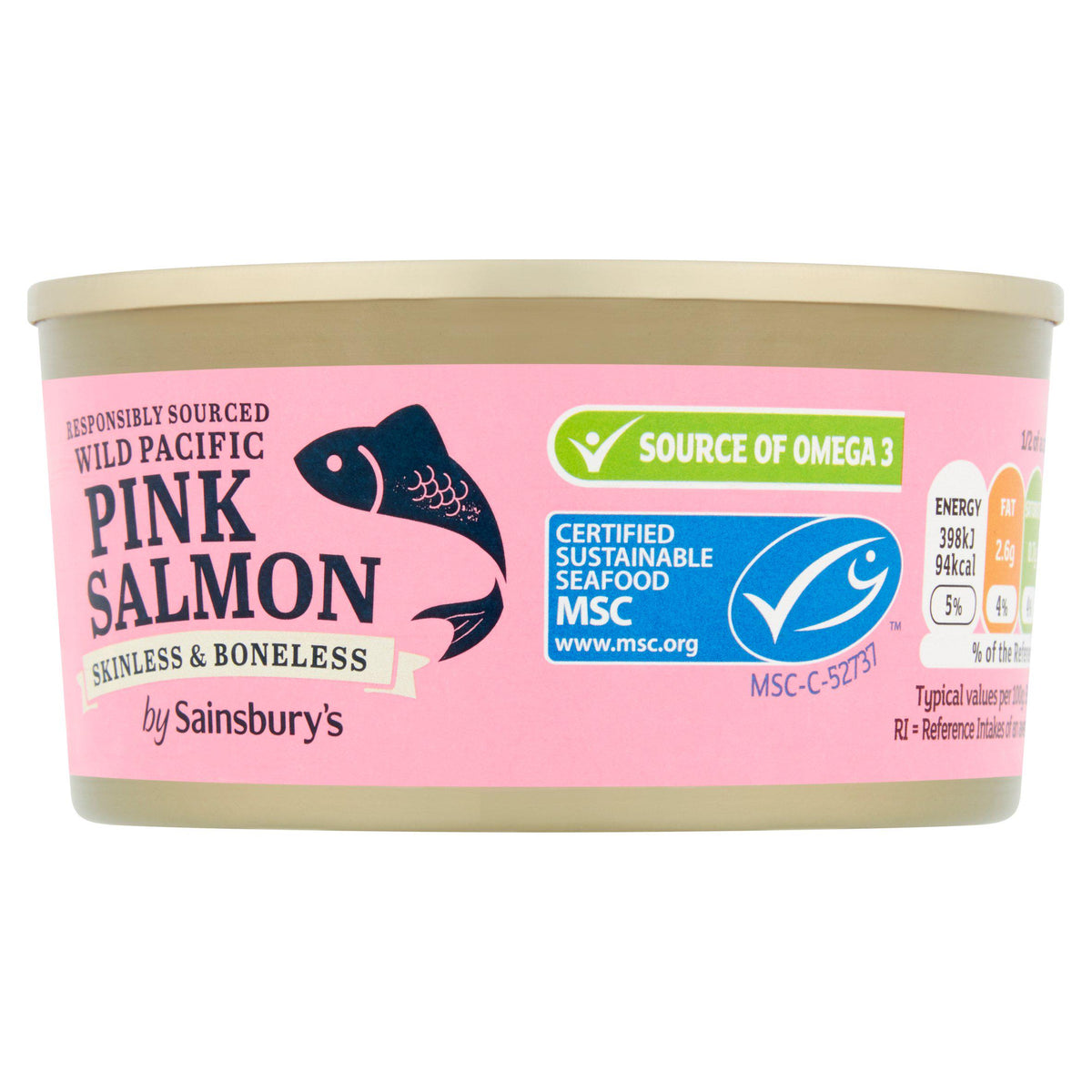 Sainsbury's canned salmon skinless boneless 170g, UK version
