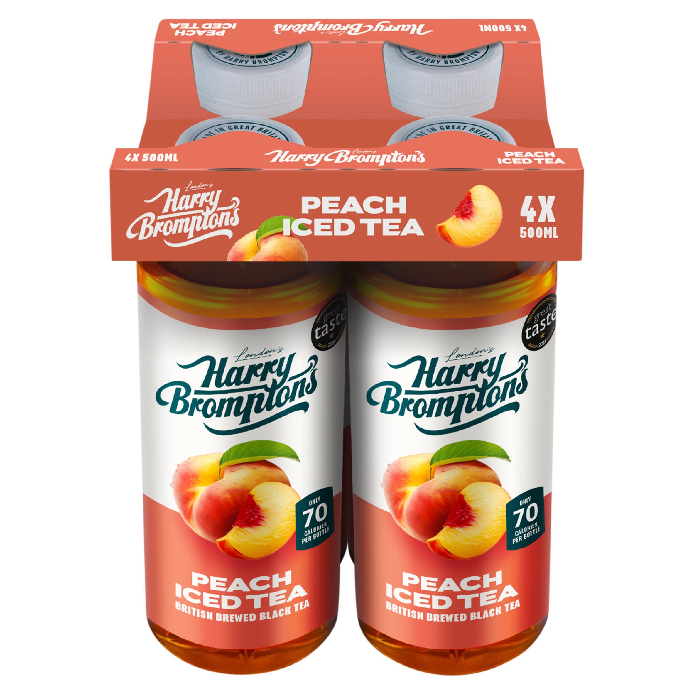 Harry Brompton's Peach Iced Tea 4 x 500ml (British brand)