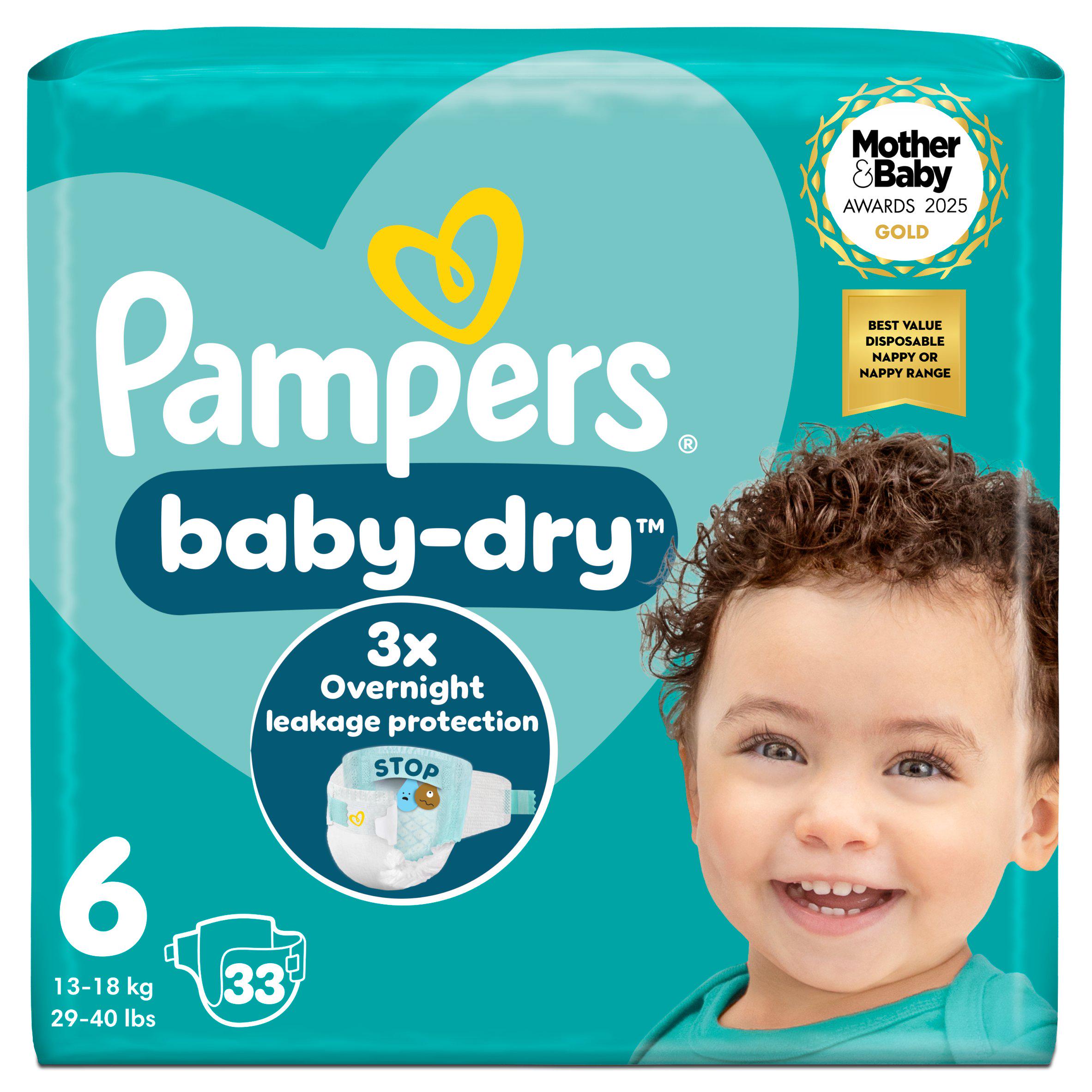 Pampers Baby-Dry nappies size 6, imported from the UK