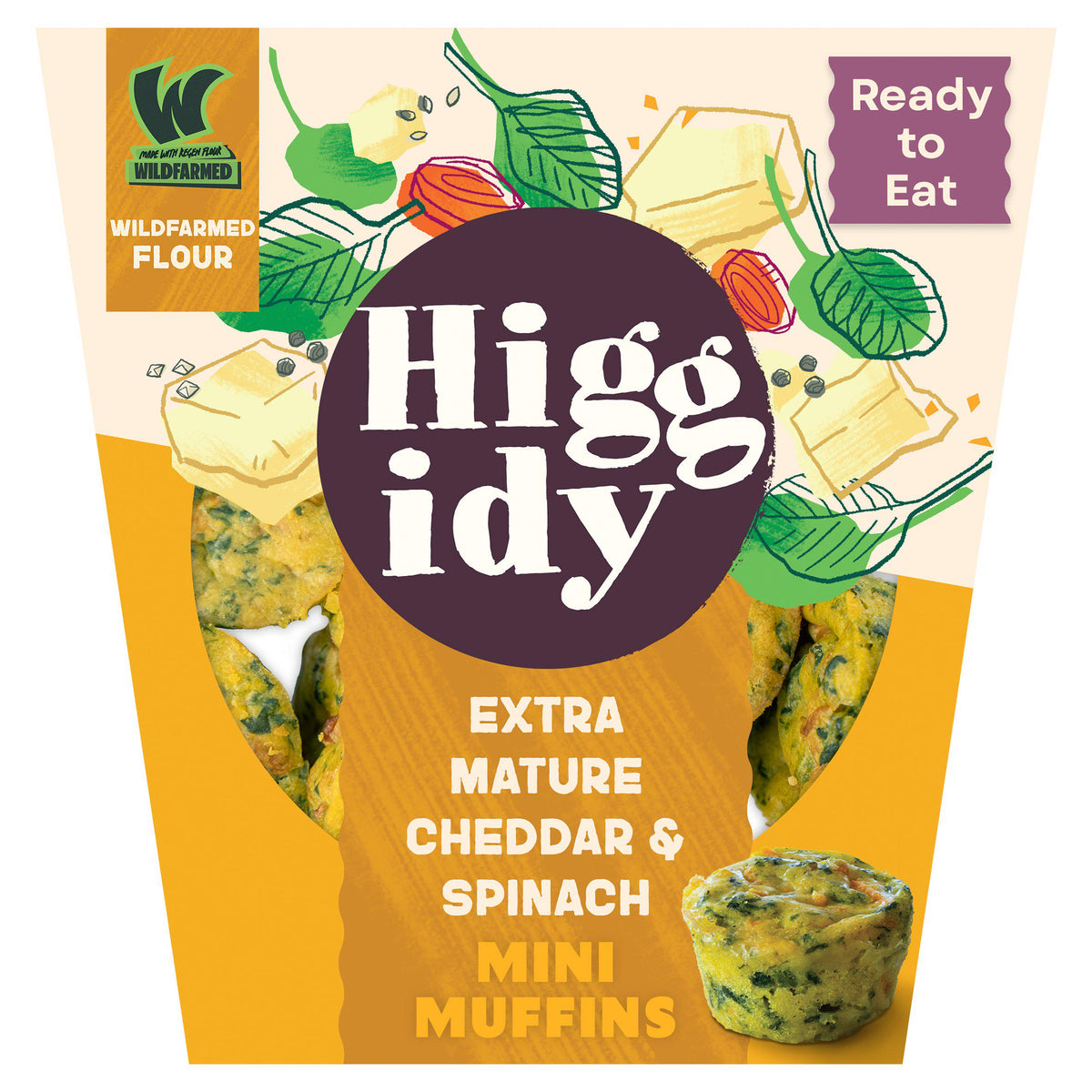 Higgidy Mature Cheddar & Spinach Mini Muffins 130g