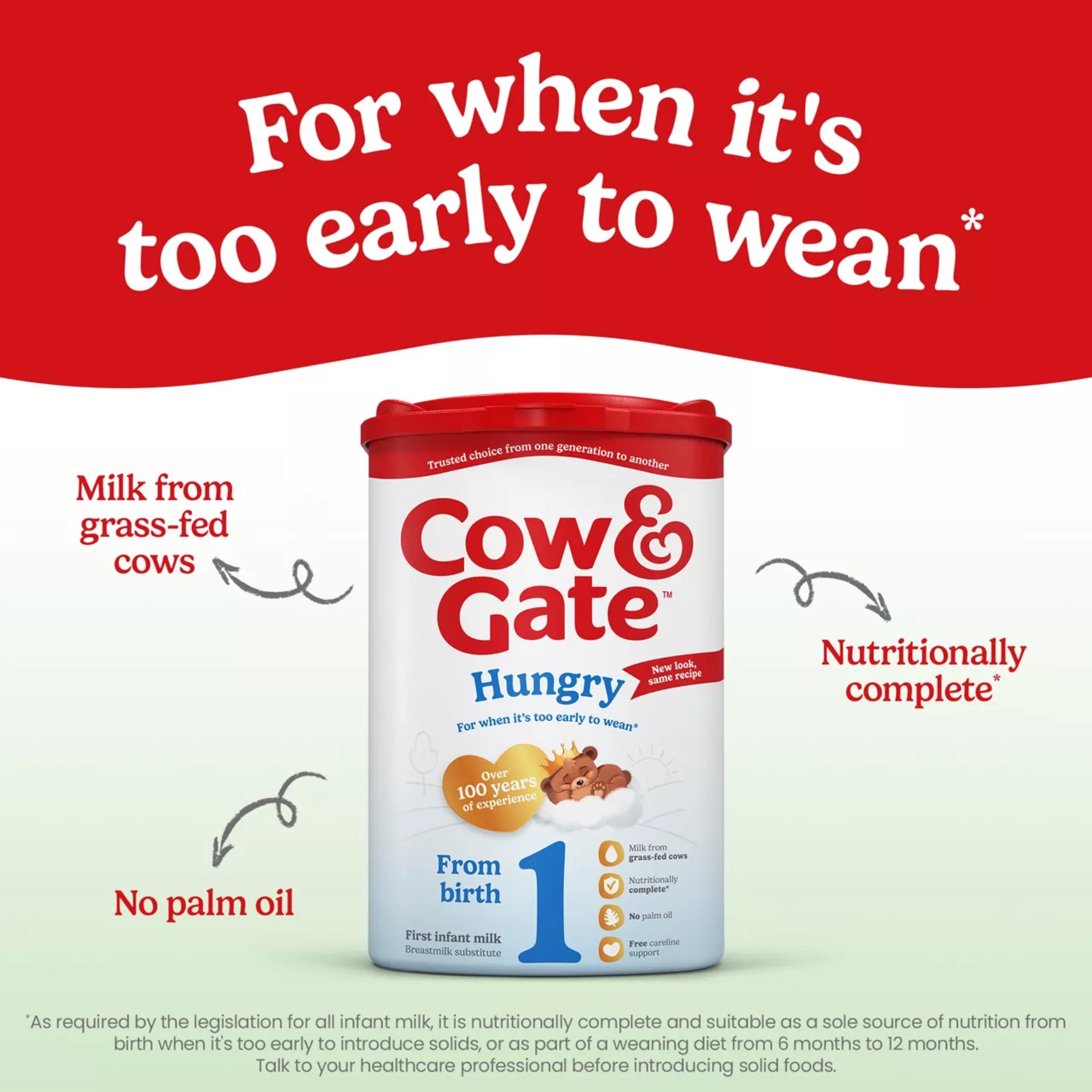 Cow & Gate Hungry infant formula powder 800g, imported from the UK