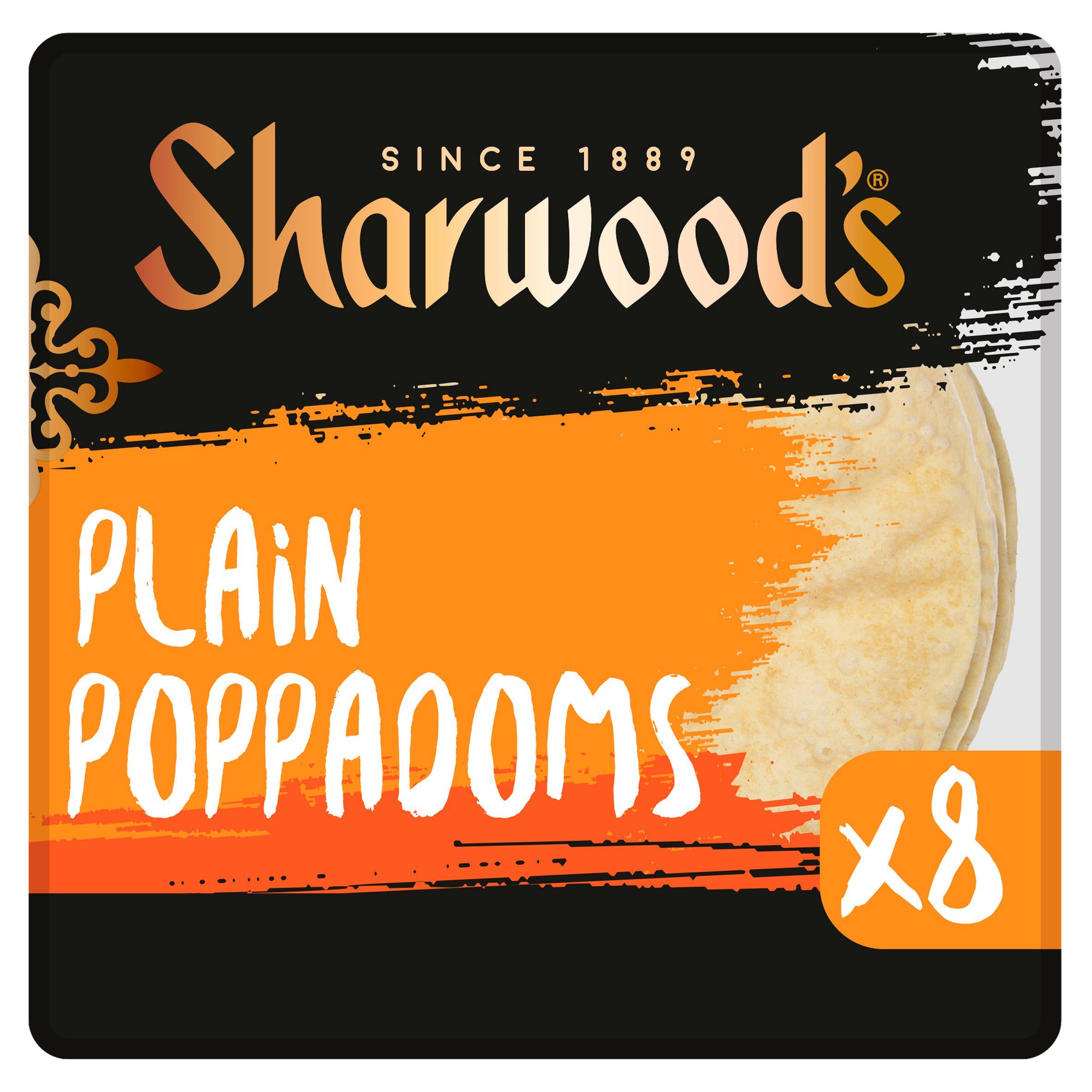 Sharwood's plain poppadoms x8 pack (British brand)