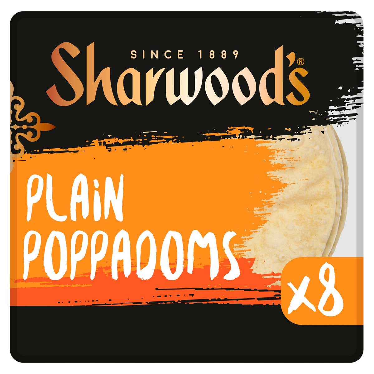Sharwood's plain poppadoms x8 pack (British brand)