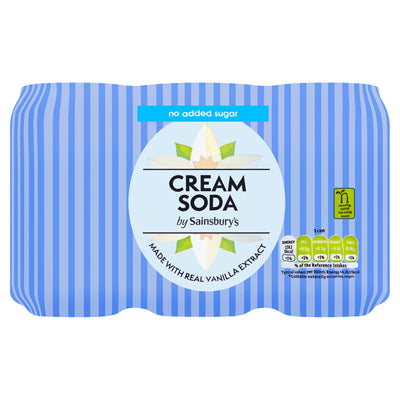 Sainsburys Sainsbury's Diet Cream Soda No Added Sugar Soft Drink 6x330ml- Buy online at McGrocer