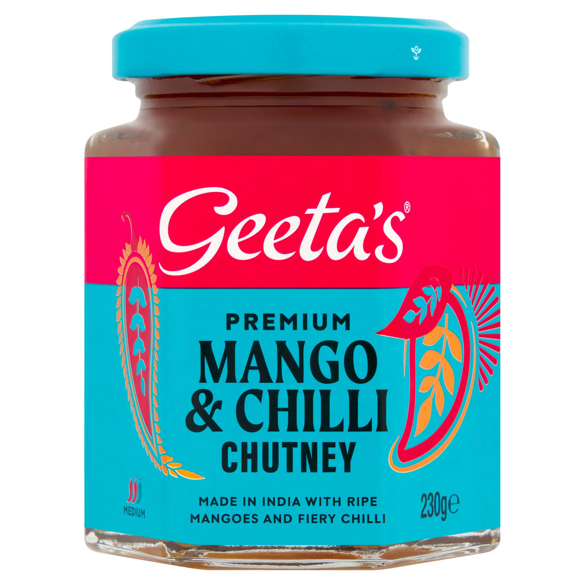 Geeta's hot mango chilli chutney 230g (British brand)