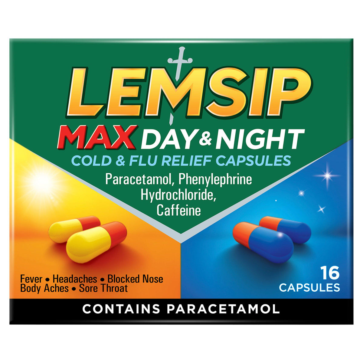 Lemsip Max Day & Night capsules 16 pack, UK version