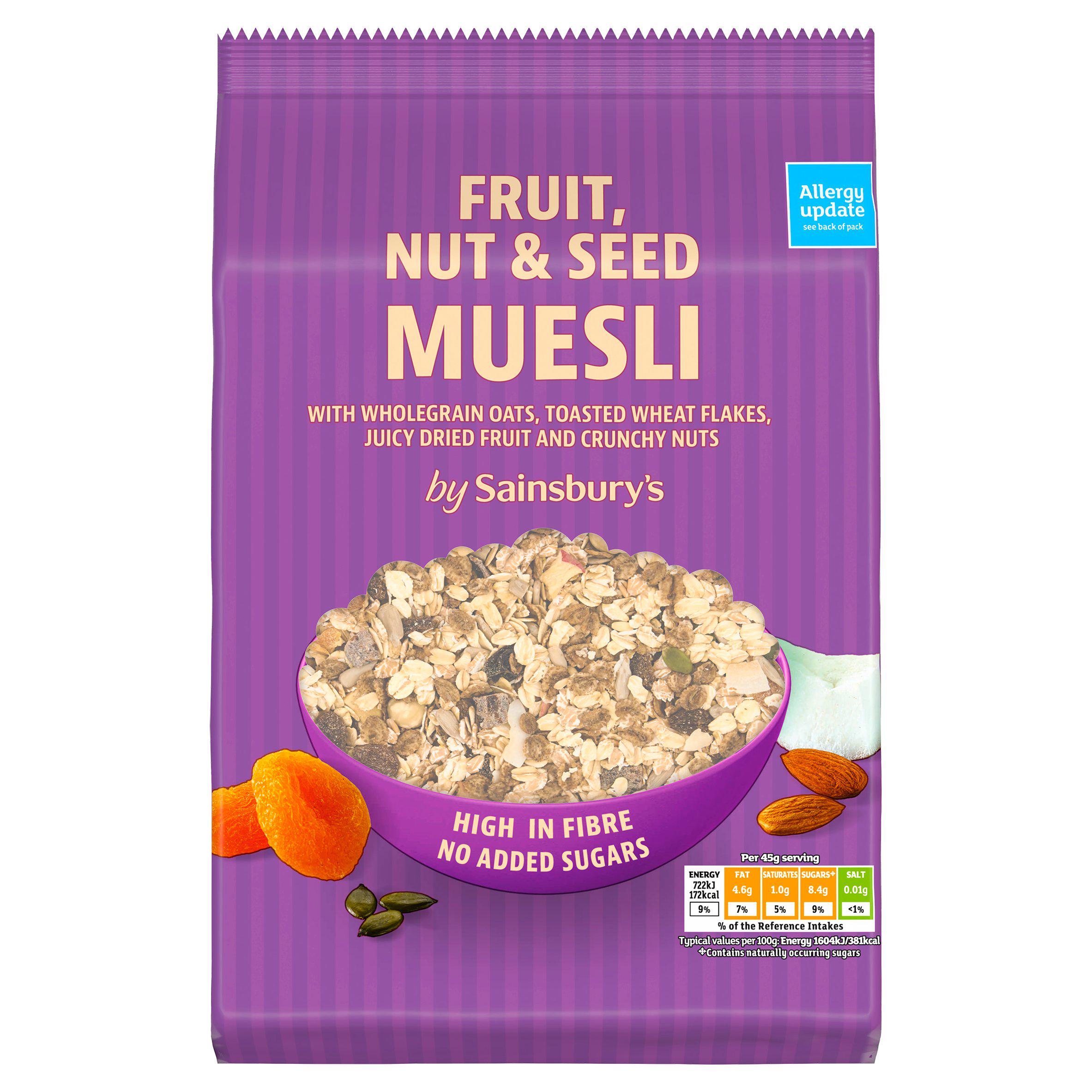 Sainsbury's Fruit Nut & Seed Muesli 750g, imported from the UK