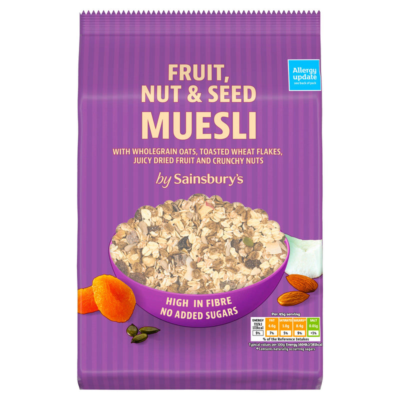 Sainsbury's Fruit Nut & Seed Muesli 750g, imported from the UK