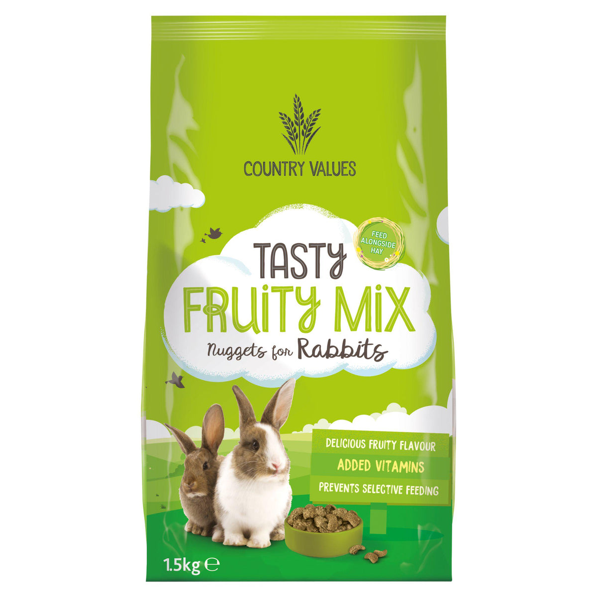 Country Values rabbit food Fruity Tasty Nuggets 1.5kg - British product