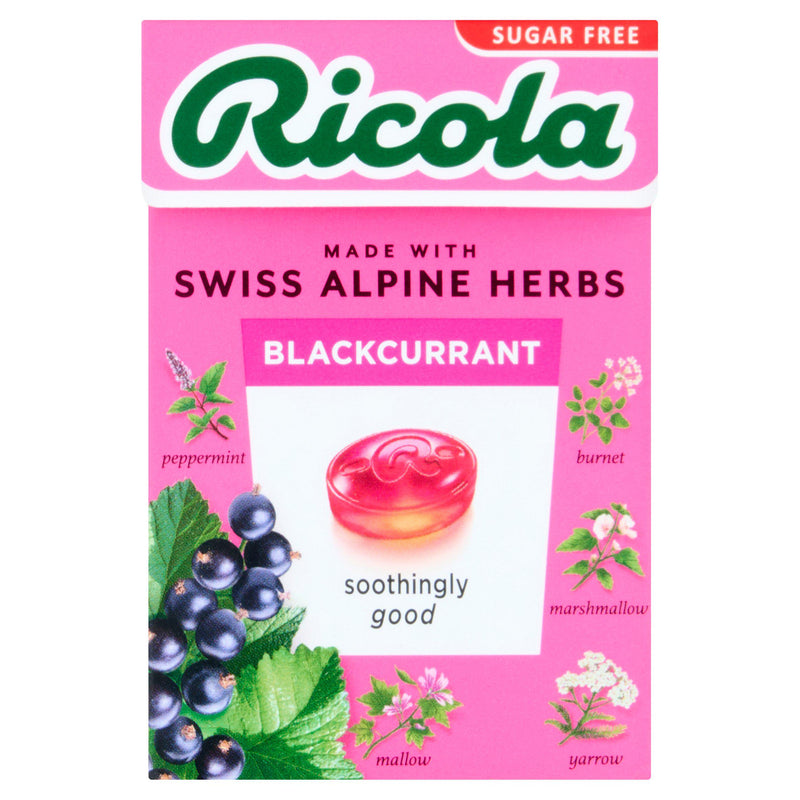 Ricola herbal sweets blackcurrant 45g, imported from the UK