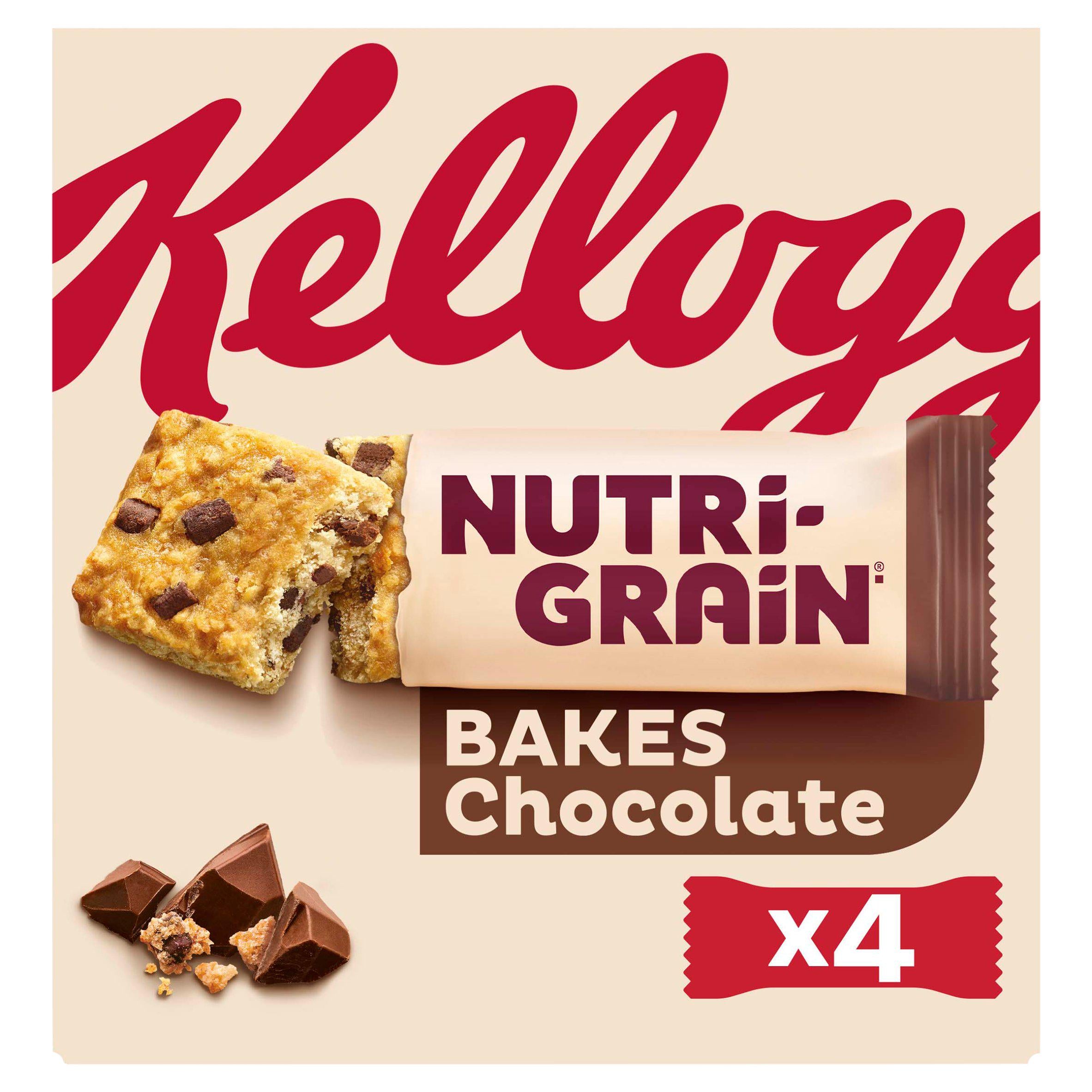Kellogg's Nutri-Grain Bakes Chocolate snack bars 4x45g - British product