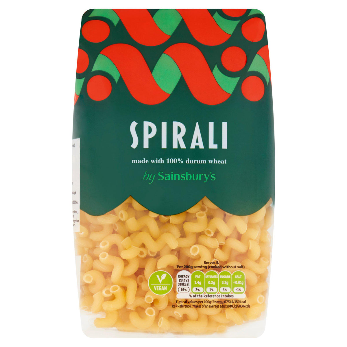 Sainsbury's spirali pasta 500g, UK version