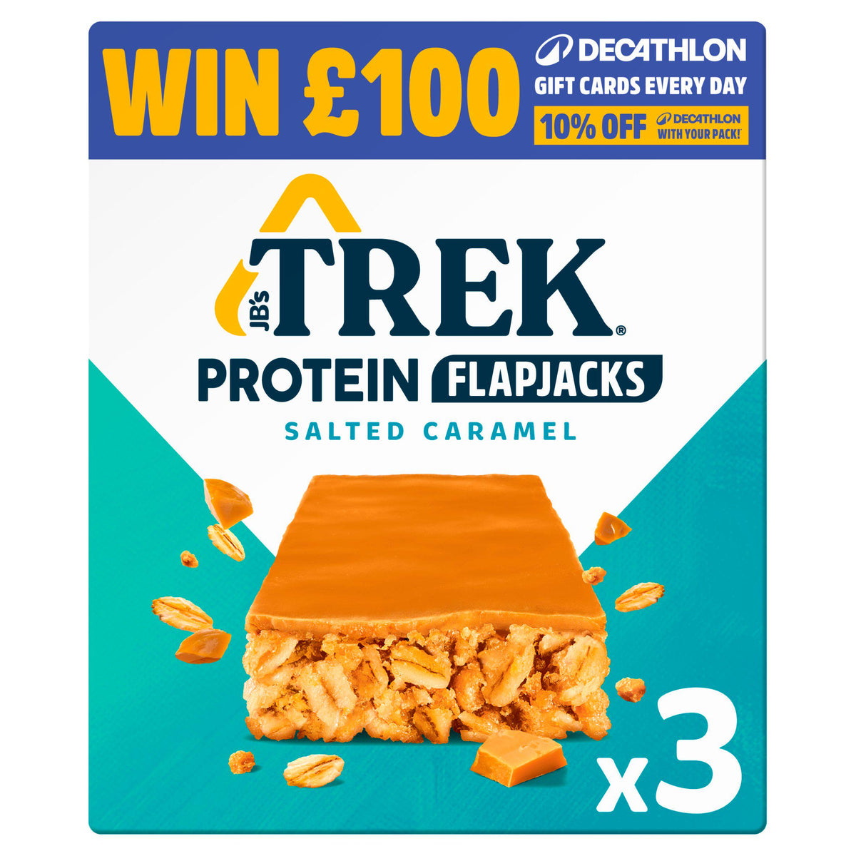 Trek protein flapjacks salted caramel 3x50g - British product
