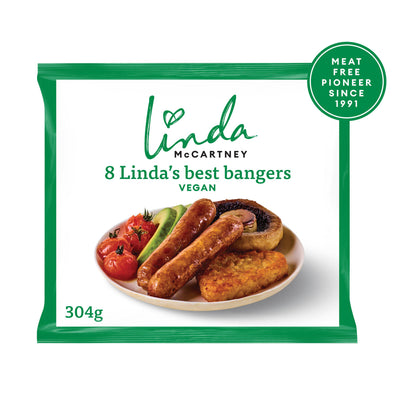 Sainsburys Linda McCartney Linda's Best Bangers Vegan Sausages 8 x 304g- Buy online at McGrocer