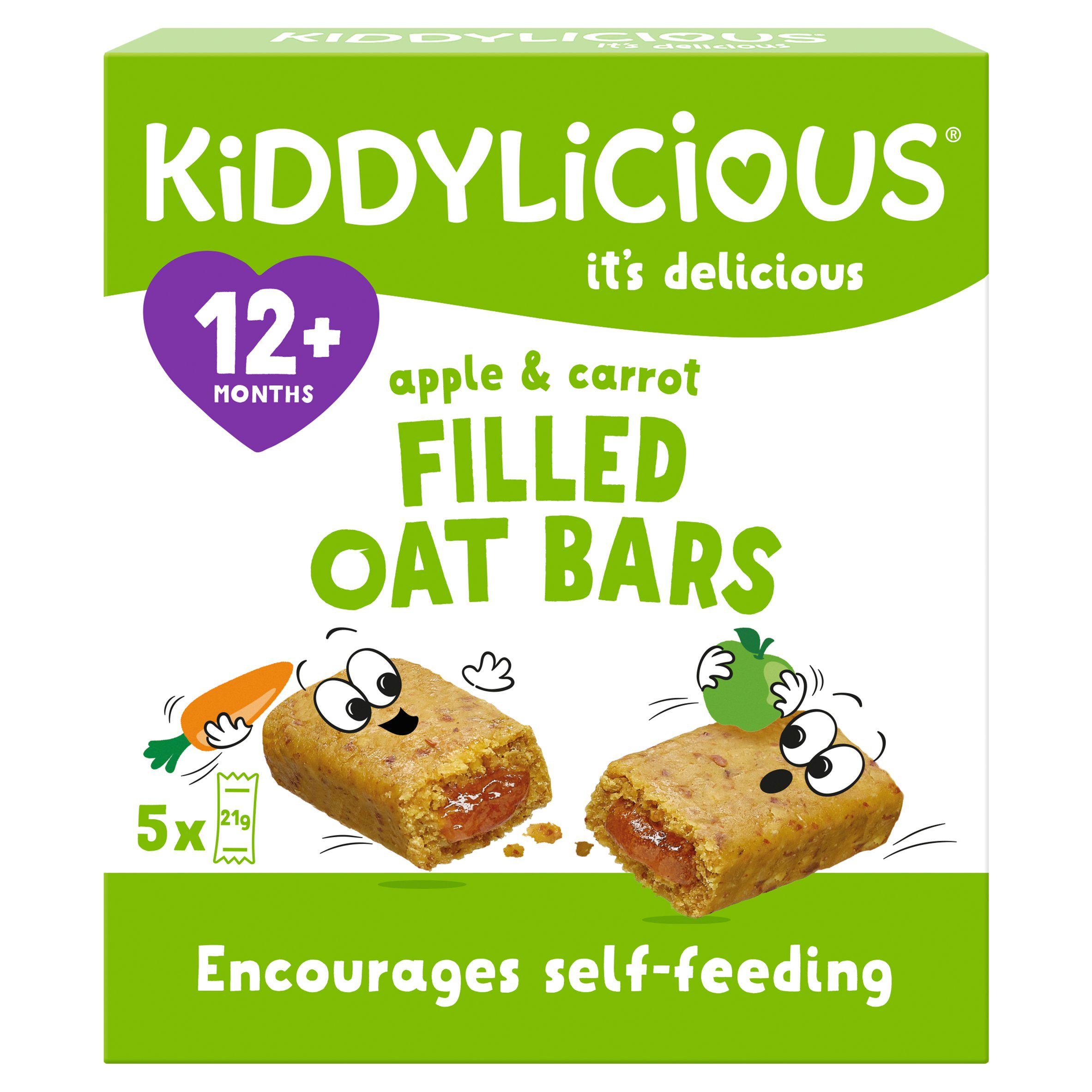 Kiddylicious apple carrot filled oat bars 5 x 21g, UK version
