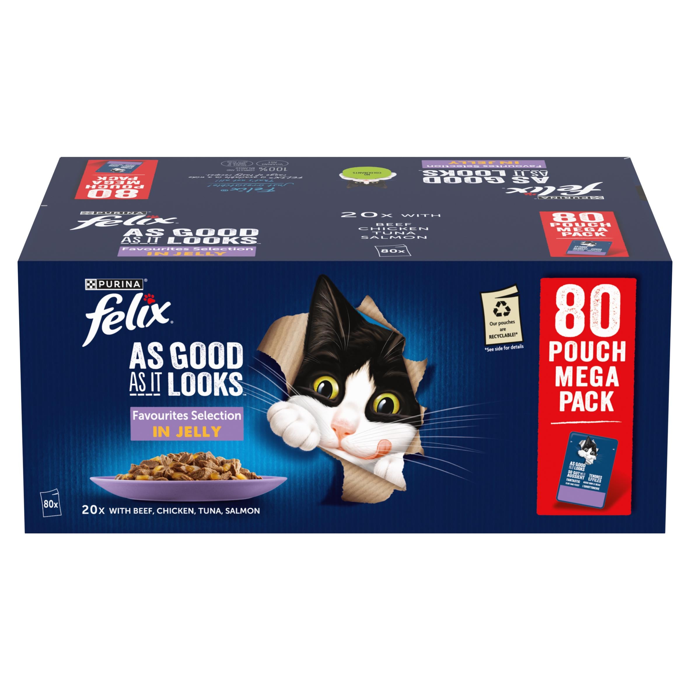 Felix wet cat food pouch selection 80 x 85g - British product