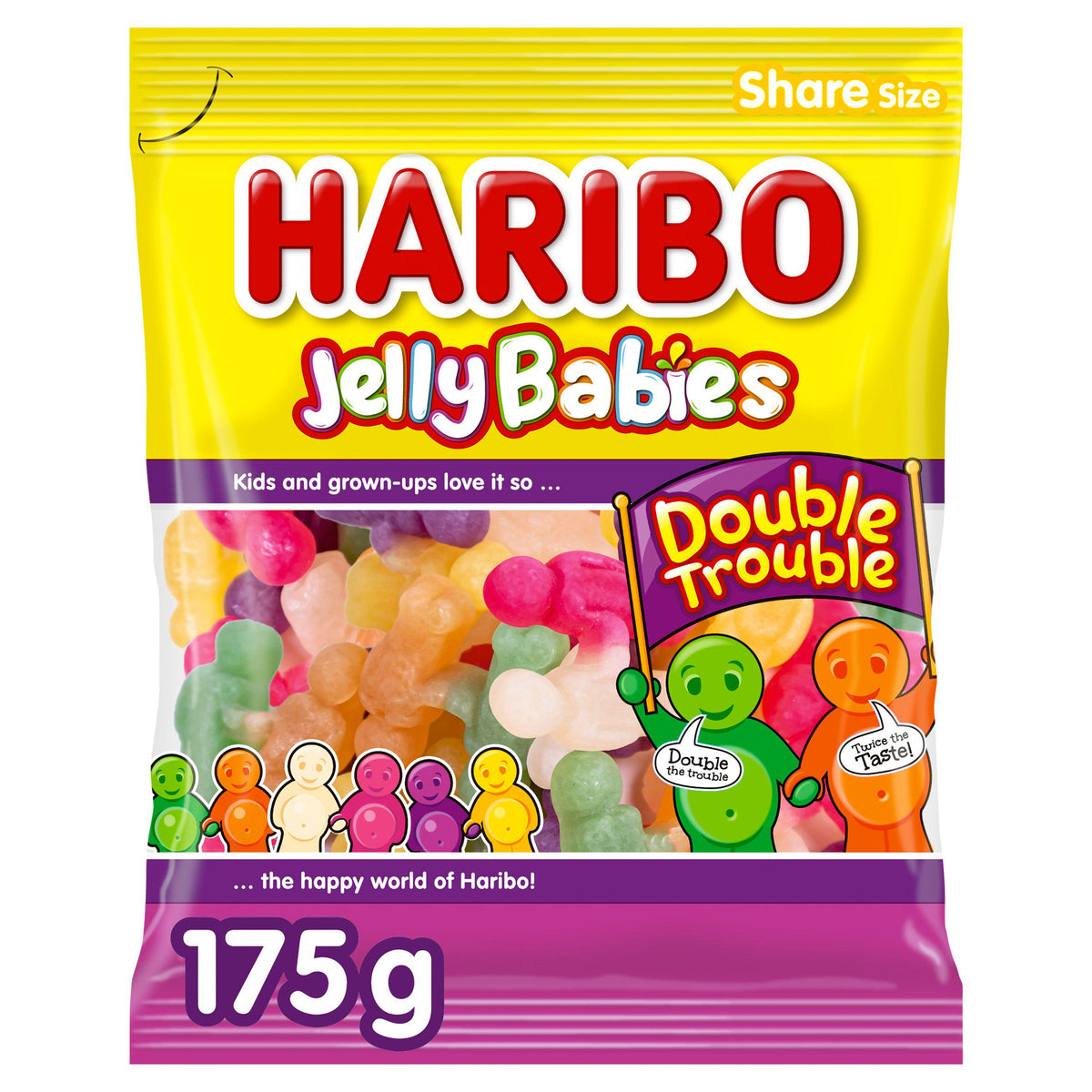 Haribo Jelly Babies Double Trouble sweets 175g, UK version