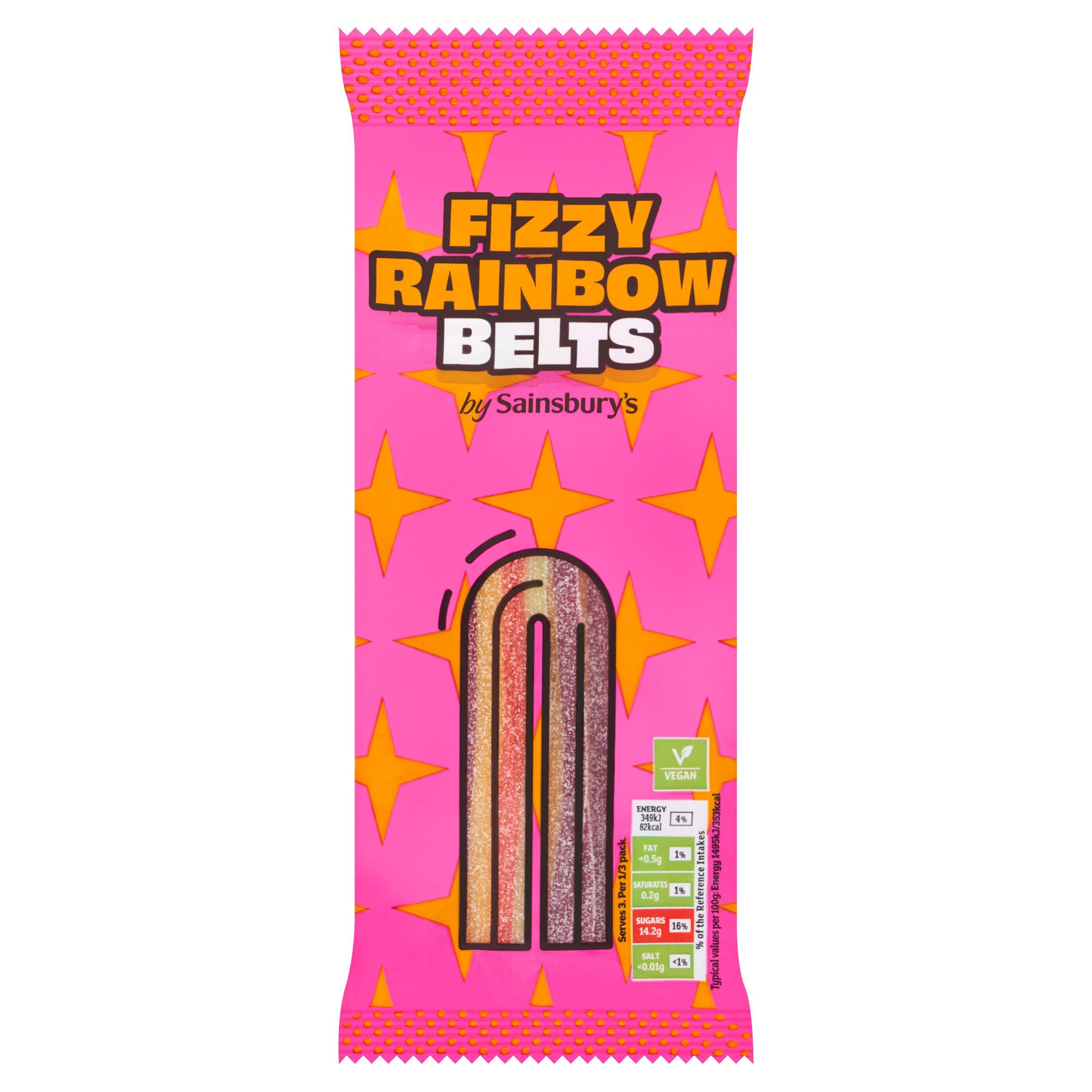 Sainsbury's Rainbow Belts 70g fruit sweets (British brand)