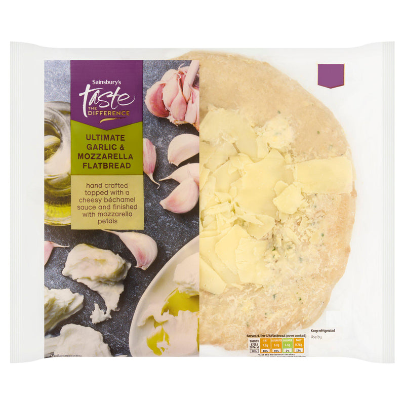 Sainsbury's garlic mozzarella flatbread 310g (British brand)