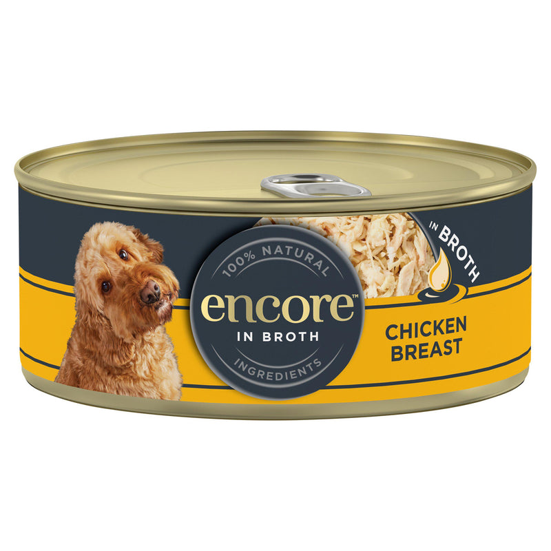 Encore dog food chicken selection in broth 156g, imported from the UK