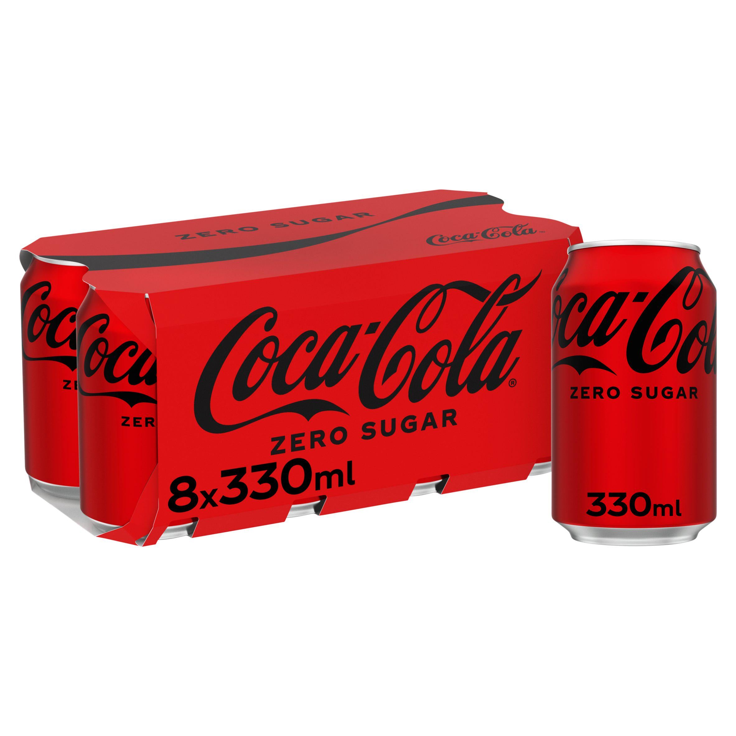 Coca-Cola Zero Sugar soft drink 8 x 330ml, imported from the UK