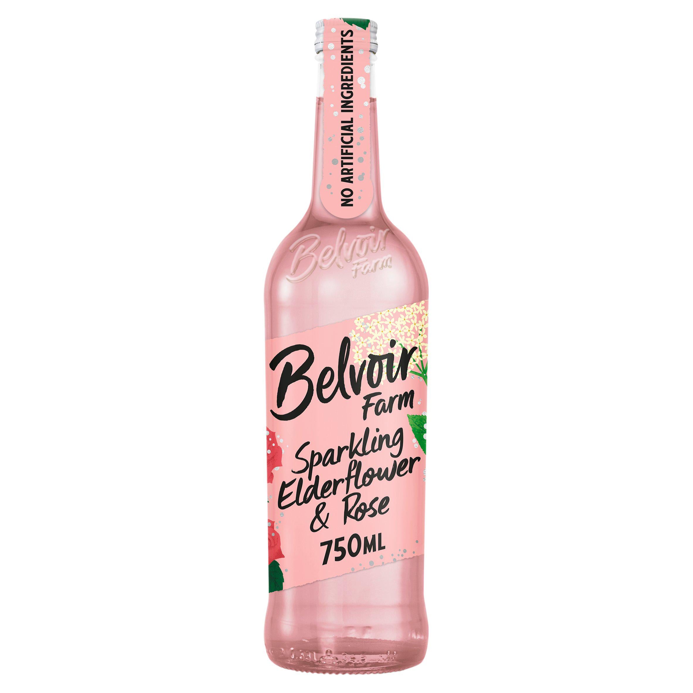 Belvoir Farm elderflower and rose sparkling soft drink 750ml (British brand)