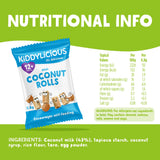 Kiddylicious mini coconut rolls baby snack 8x7g, imported from the UK