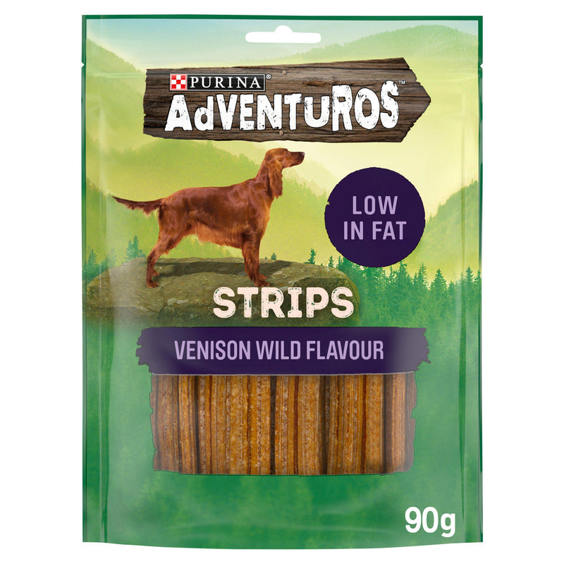 Adventuros venison wild flavour strips 90g, imported from the UK
