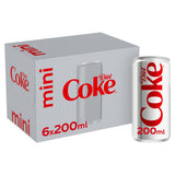 Diet Coke cola soft drink 6 x 200ml, imported from the UK