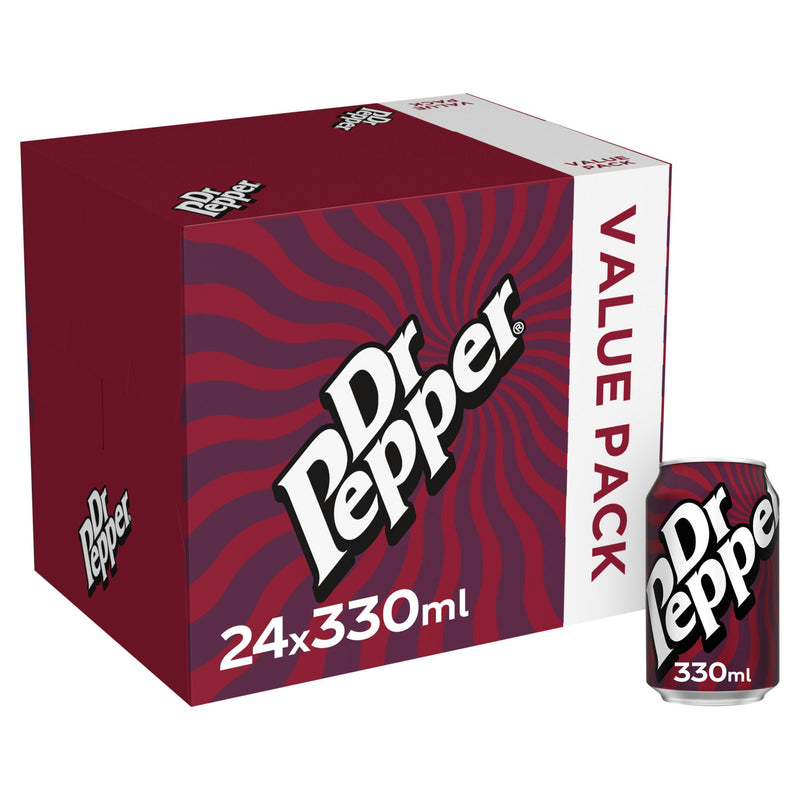 Dr Pepper 24 x 330ml cans soft drink (British brand)