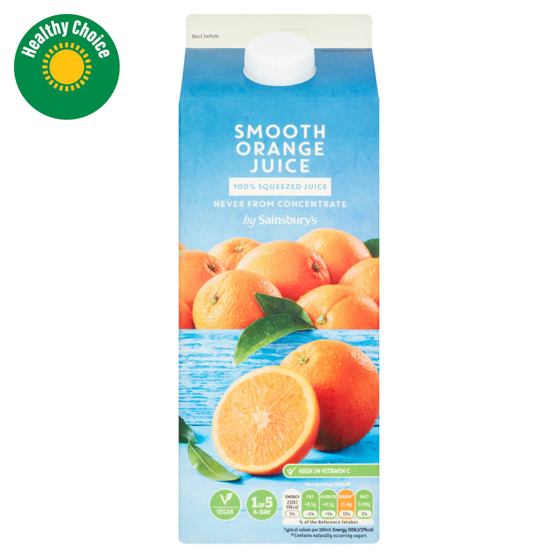 Sainsbury's 100% pure squeezed smooth orange juice 1.75L, UK version