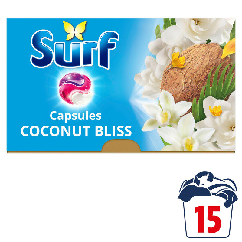 Surf 3 In 1 Laundry Capsules Coconut Bliss 15 Washes (British brand)