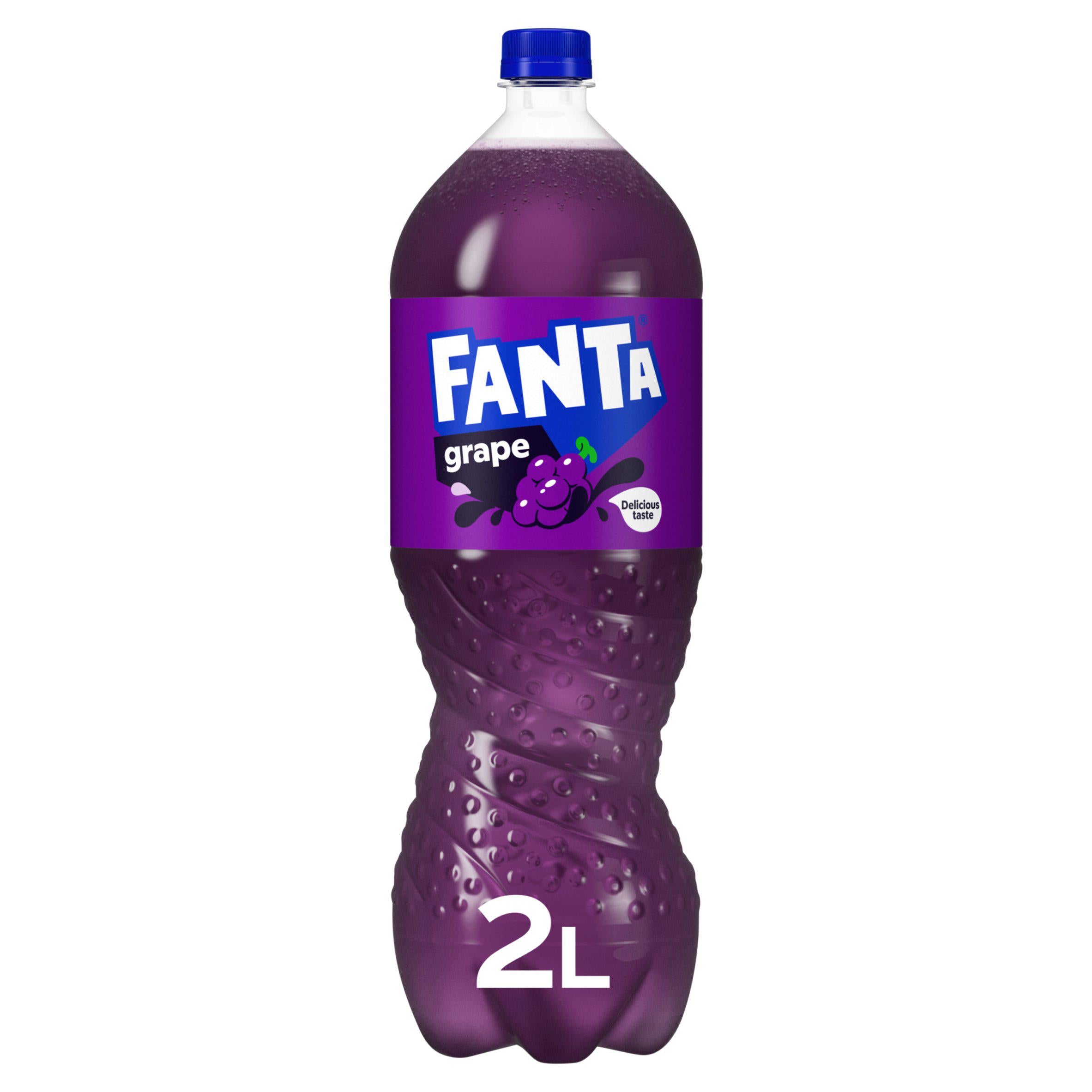 Fanta grape carbonated soft drink 2L bottle (British brand)