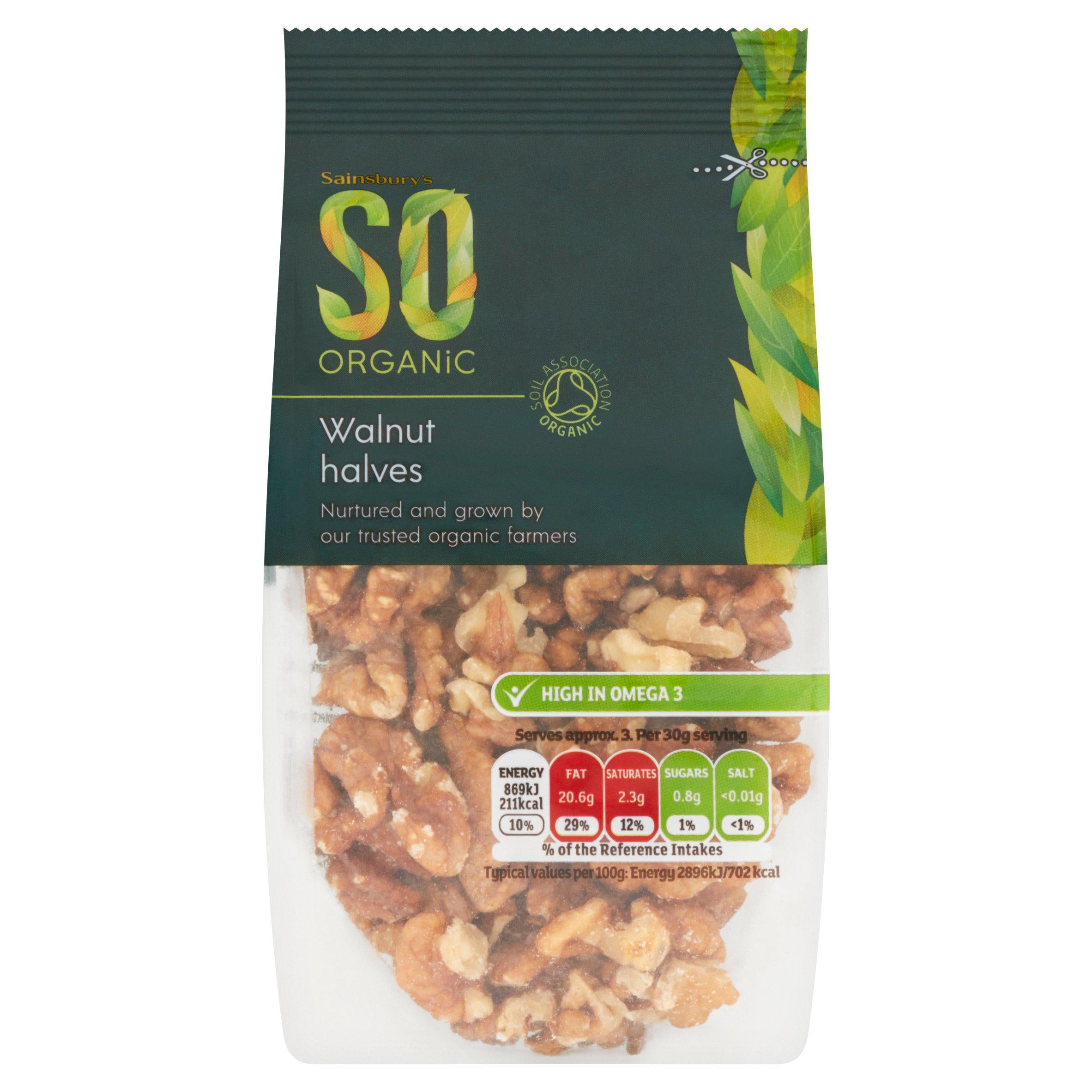 Sainsbury's SO Organic walnut halves 100g - British product
