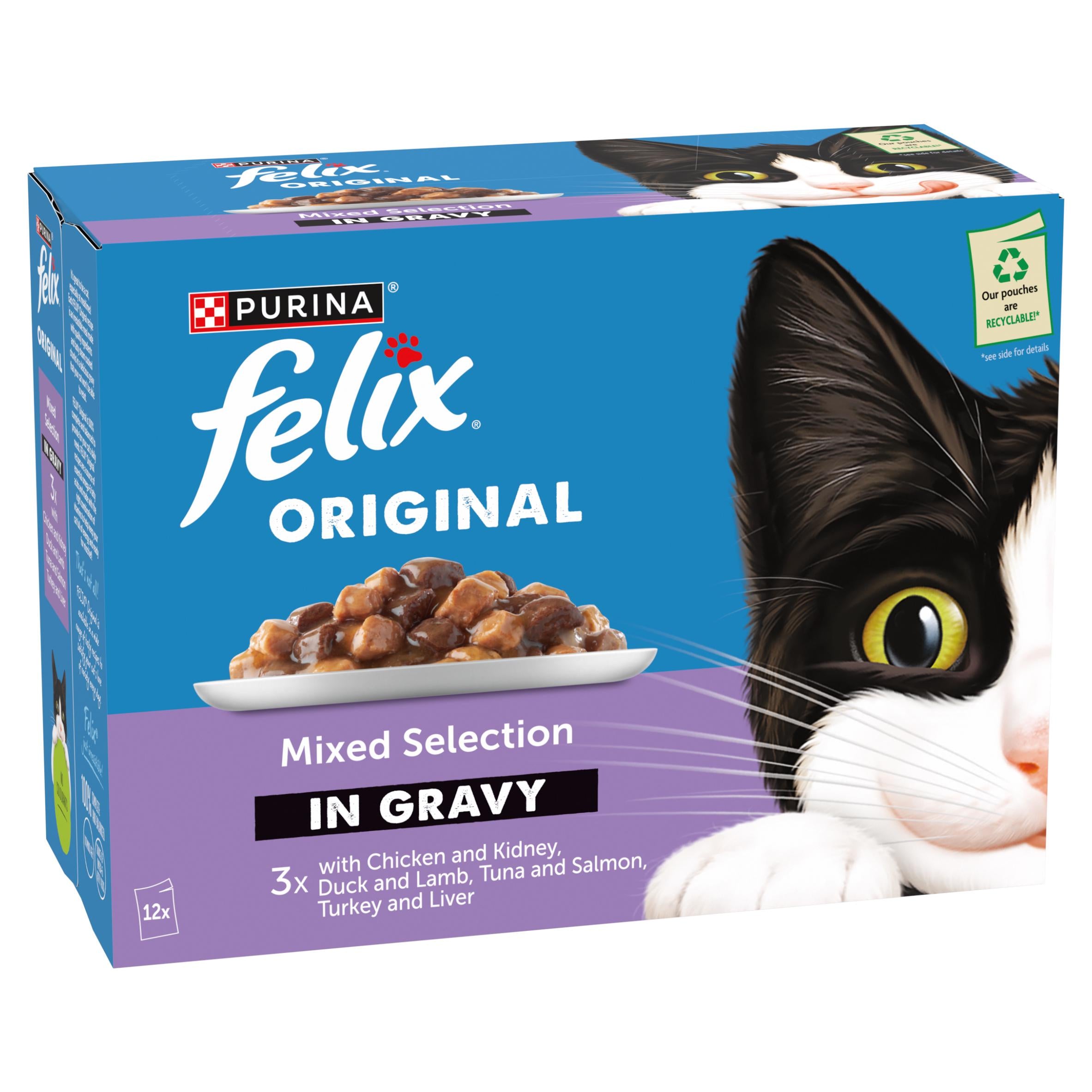Felix Mixed Selection Gravy wet cat food 12x85g, UK version