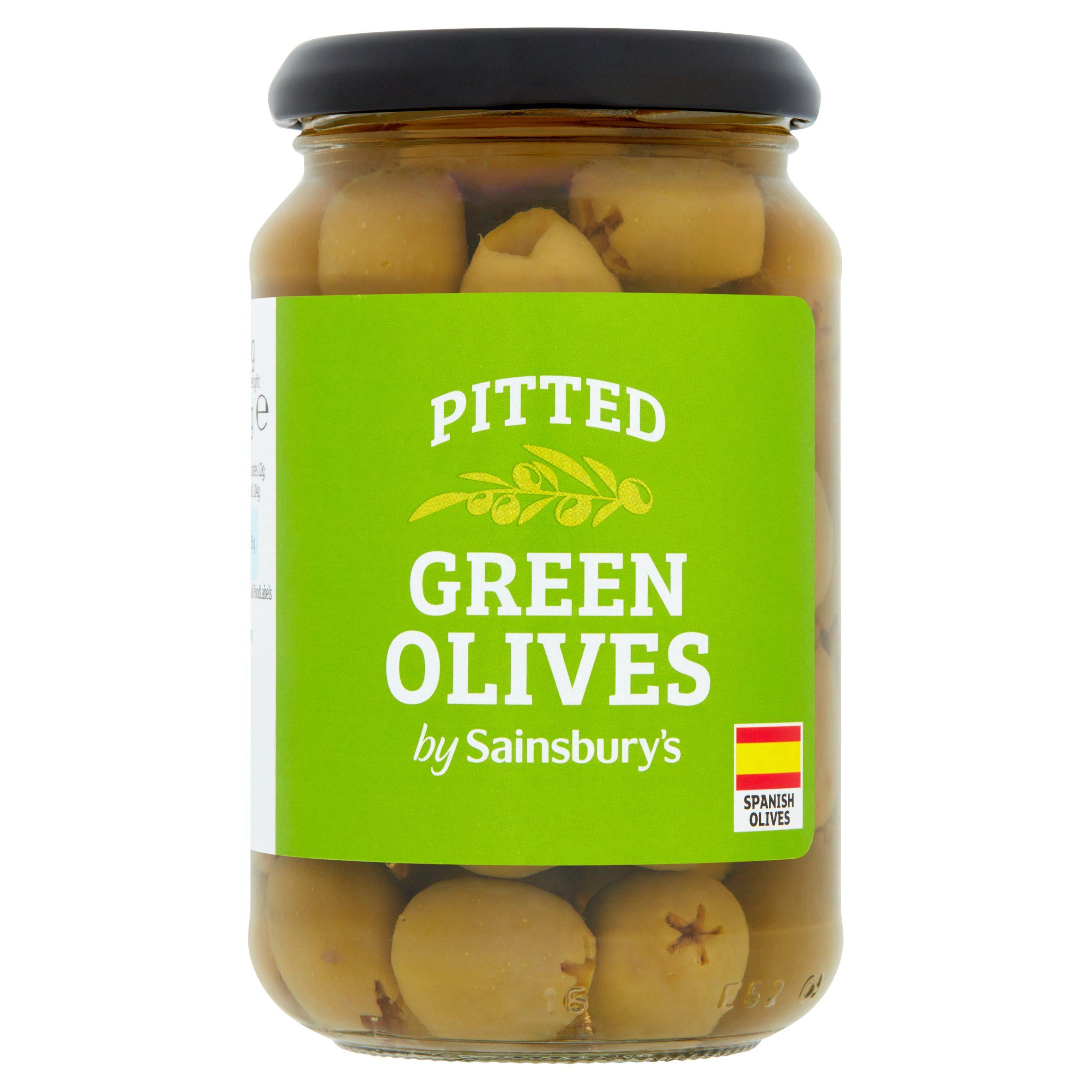 Sainsbury's green olives 340g in brine - British product