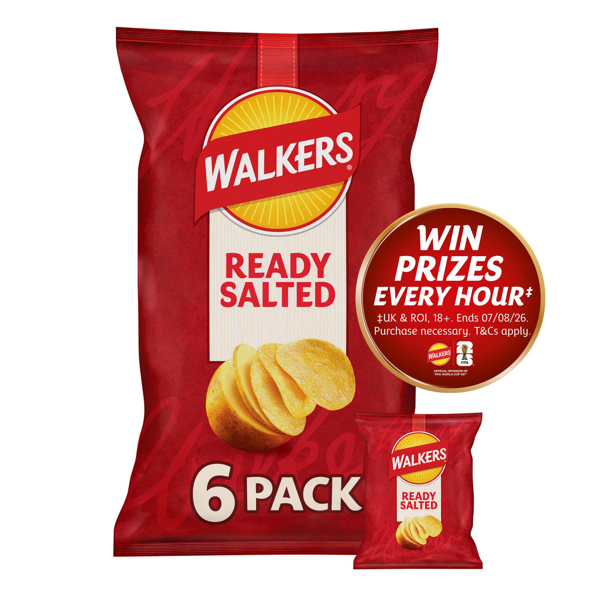 Walkers Ready Salted crisps multipack 6x25g, imported from the UK