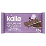 Kallo Belgian Milk Chocolate Rice Cake Thins 75g, UK version