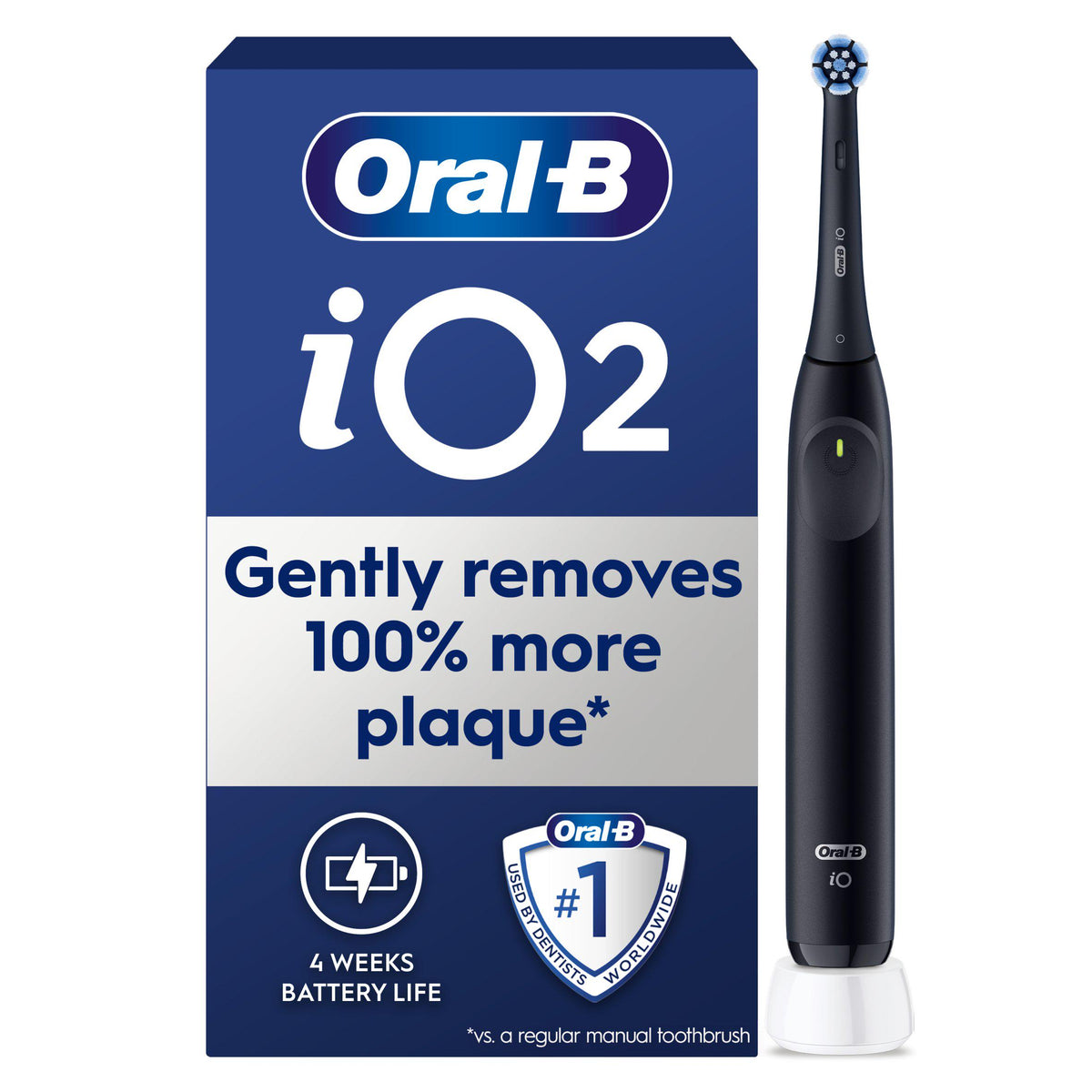 Oral-B iO2 Night Black Electric Toothbrush, imported from the UK.