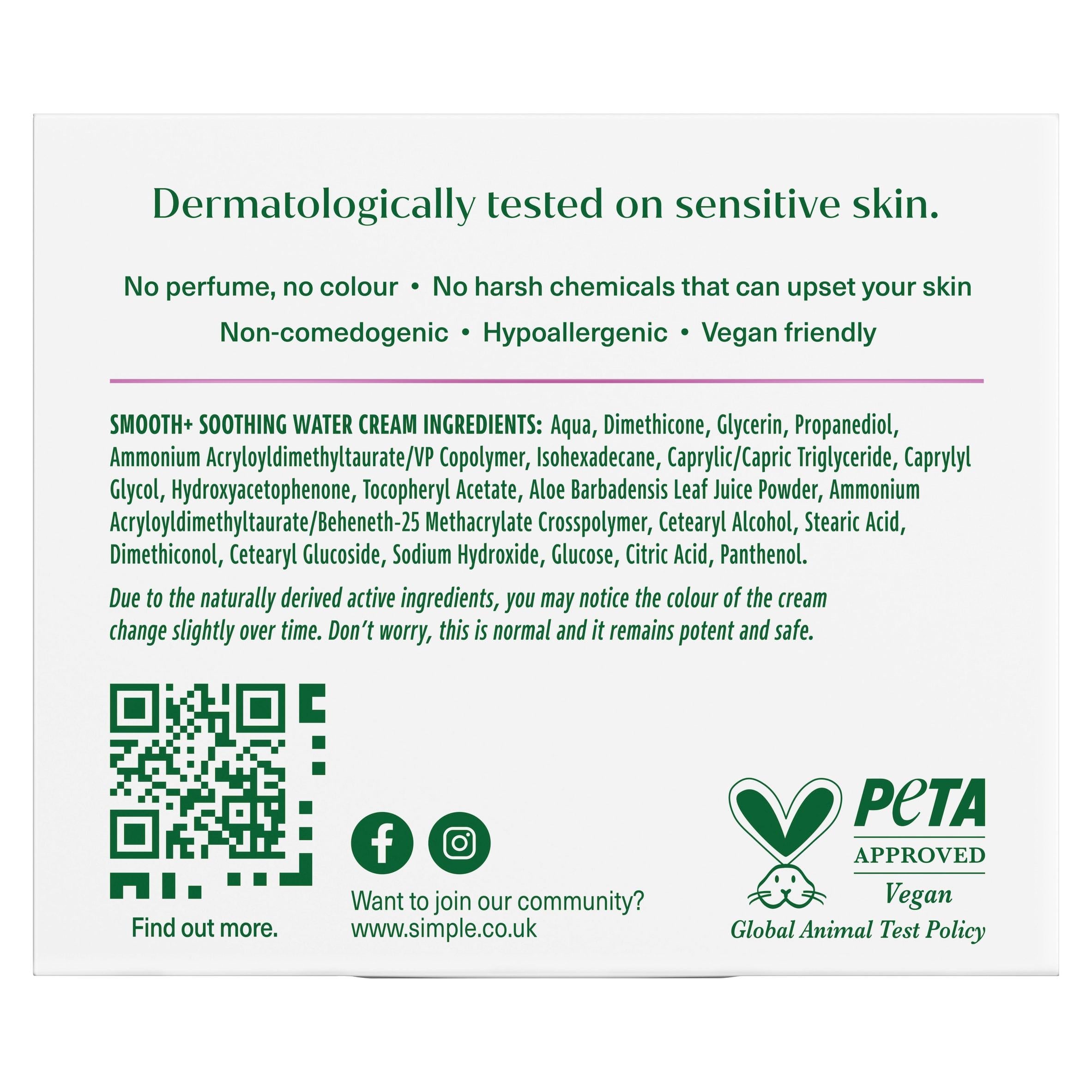 Simple Soothing Water Face Cream 50ml (British brand)