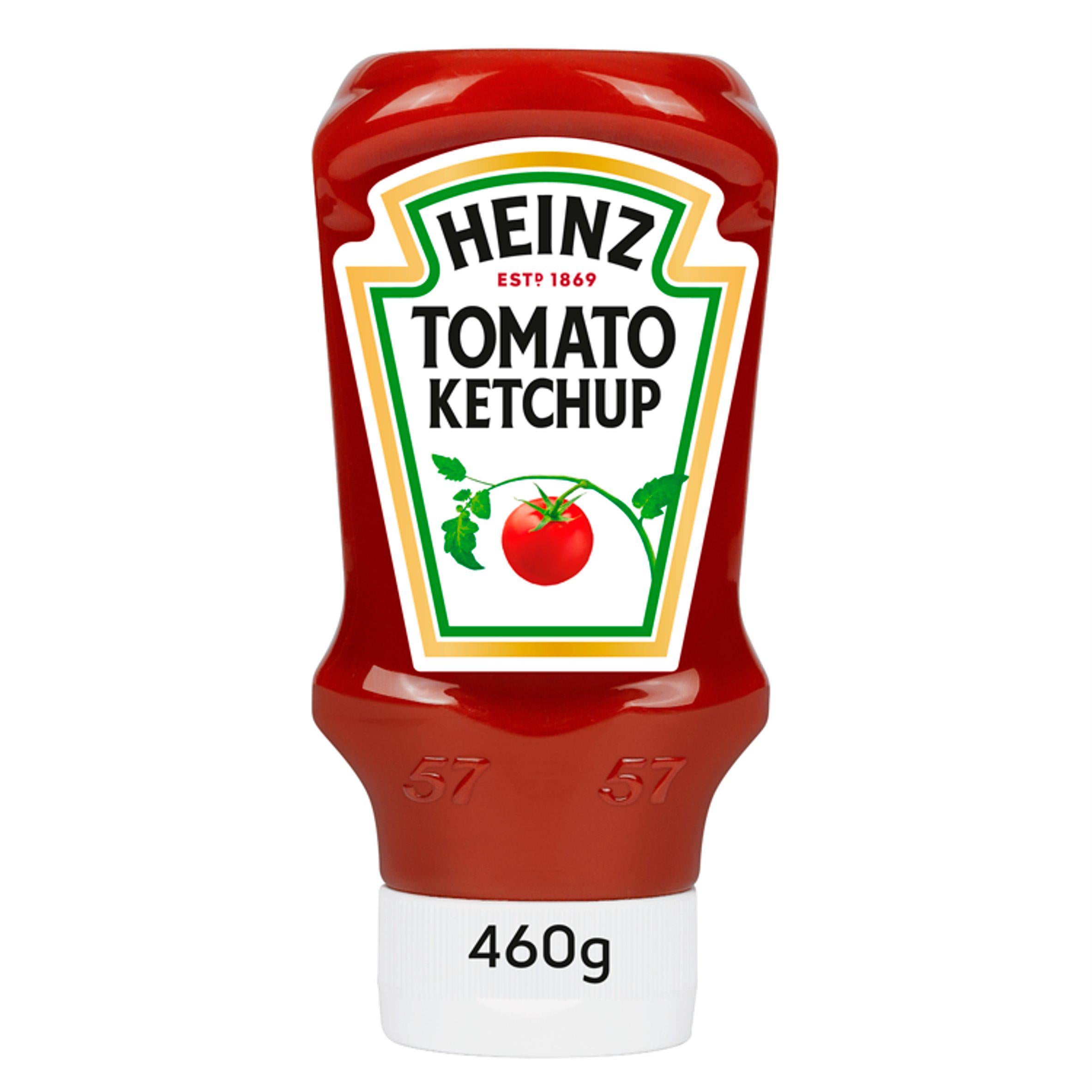 Heinz Top Down Tomato Ketchup 460g plastic bottle, UK version