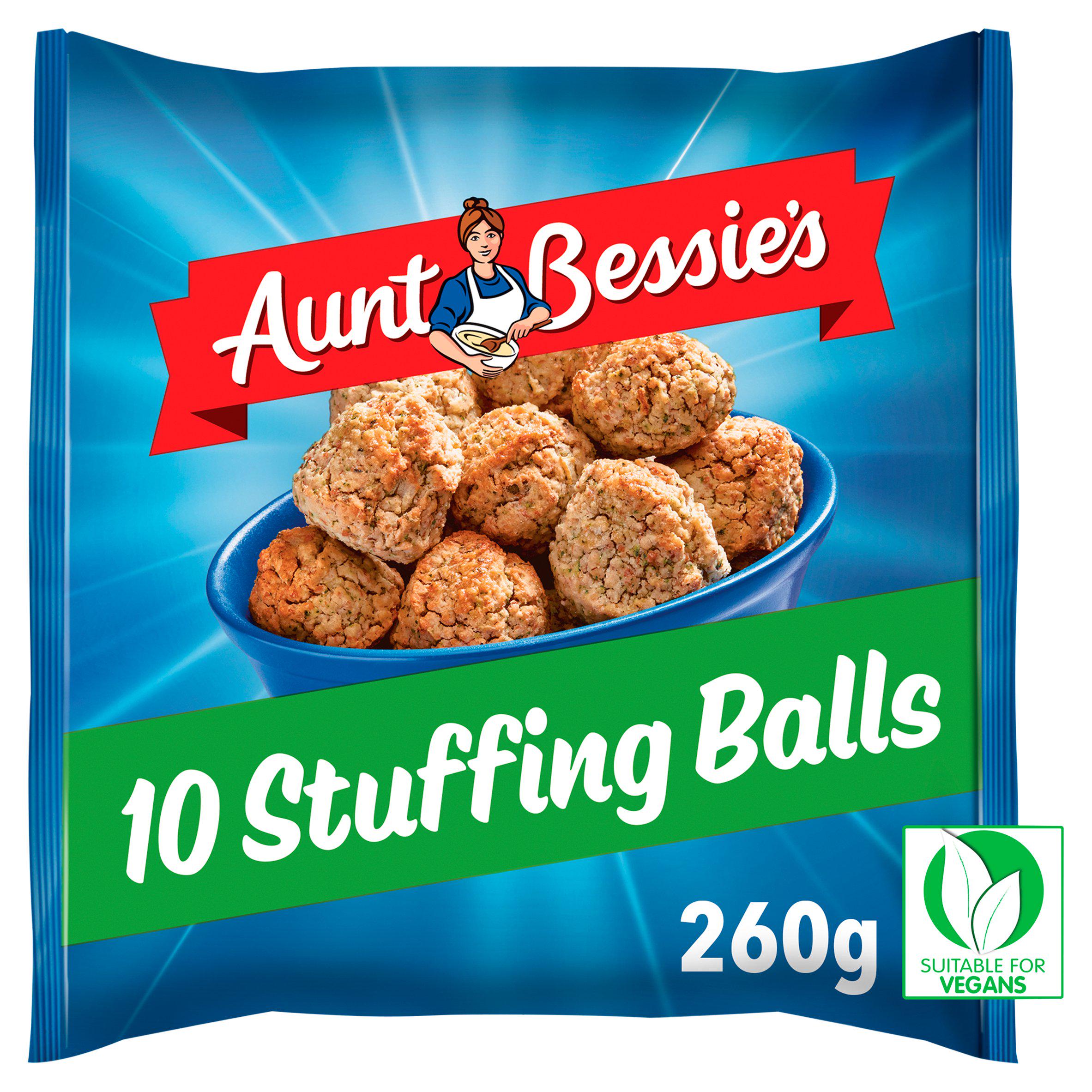 Aunt Bessie's Sage & Onion Stuffing Balls 260g, imported from the UK