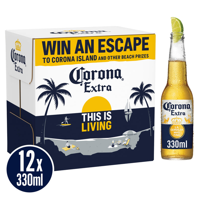 Corona Extra lager beer bottles 12x330ml, UK version
